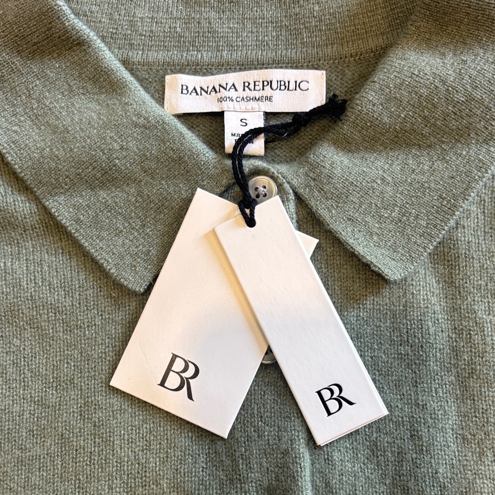 Banana Republic Lightweight Cashmere Short Sleeve Sweater Polo Size Small - Picture 2 of 5